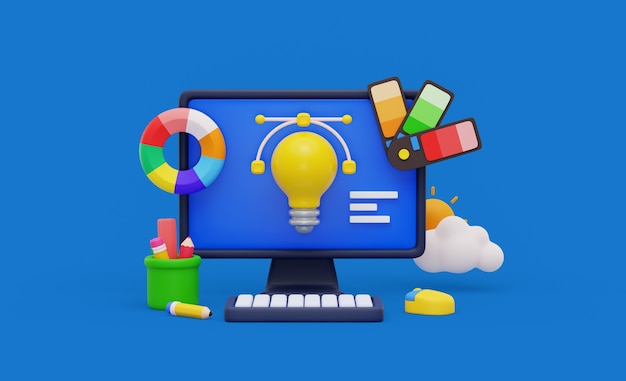 Representación 3D de diseño gráfico.