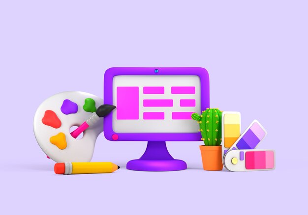 Representación 3D de diseño gráfico.