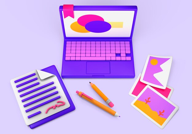 Representación 3D de diseño gráfico.