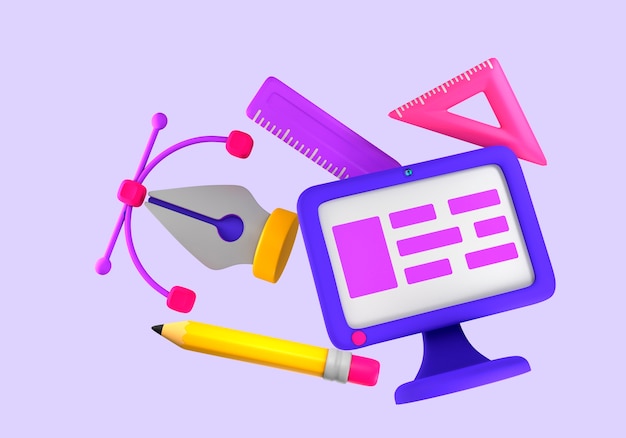 Representación 3D de diseño gráfico.