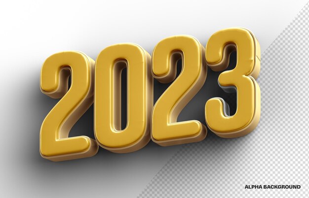 Representación 3d dorada 2023 para composición