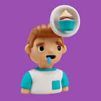 PSD gratuito representación 3d de emoji de avatar de niño