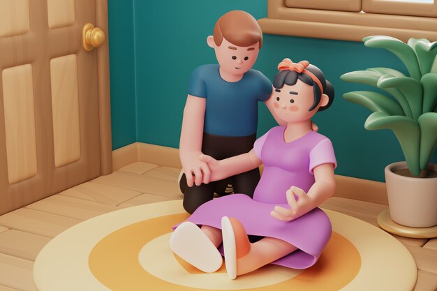 representación 3d de la escena familiar