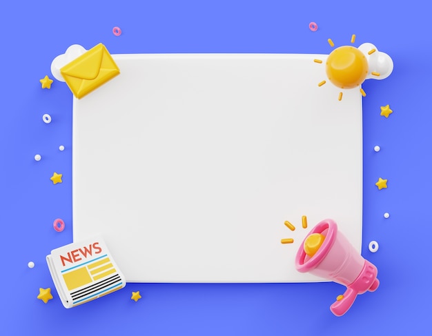 Representación 3D del fondo de banner en blanco del anuncio
