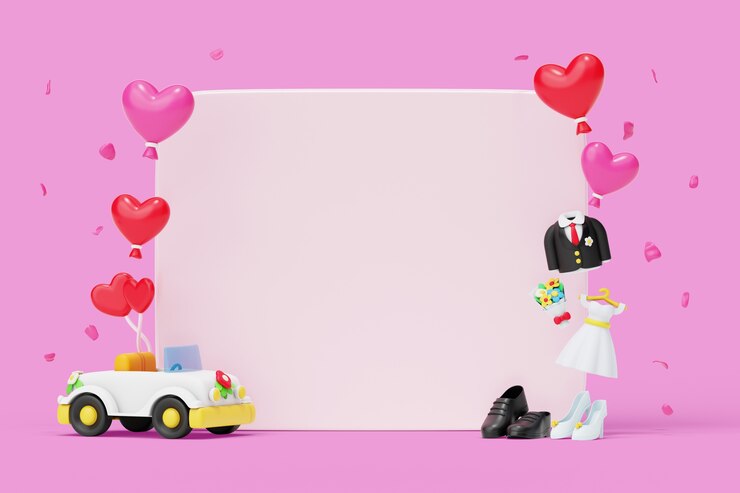 PSD gratuito representación 3d de fondo de banner en blanco de ventas de bodas
