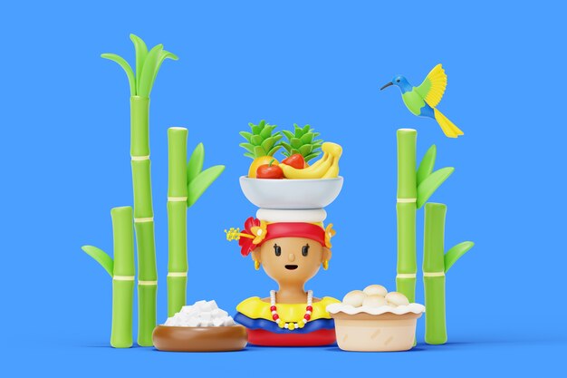 Representación 3D del fondo de Colombia