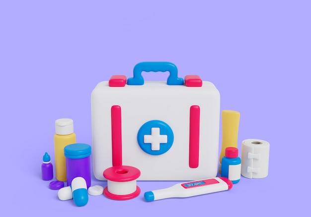 representación en 3D del fondo de la farmacia