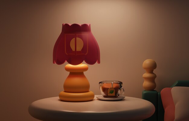 Representación 3D de fondo de naturaleza muerta de mesa de noche