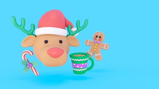 Representación 3D de fondo de Navidad con iconos