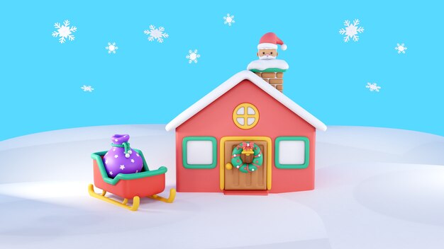 Representación 3D de fondo de Navidad con iconos