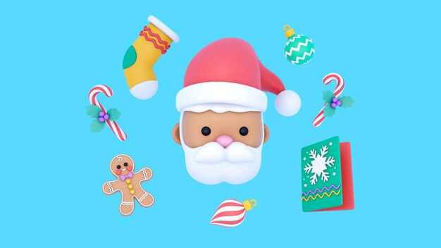 Representación 3D de fondo de Navidad con iconos