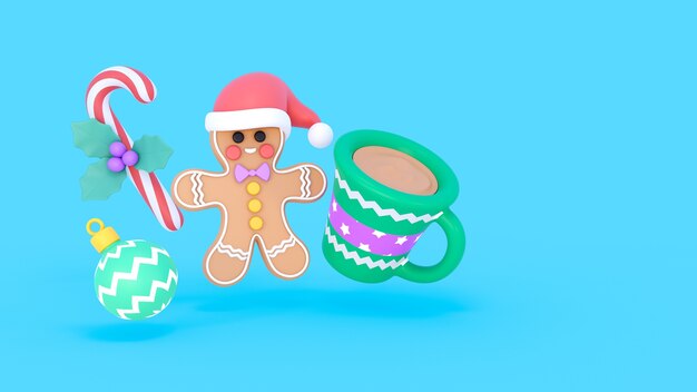 Representación 3D de fondo de Navidad con iconos