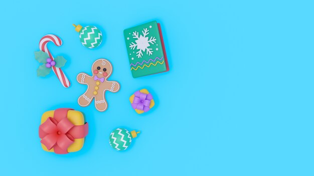 Representación 3D de fondo de Navidad con iconos