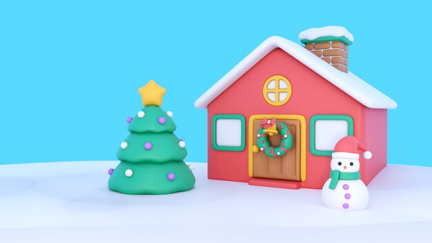 Representación 3D de fondo de Navidad con iconos