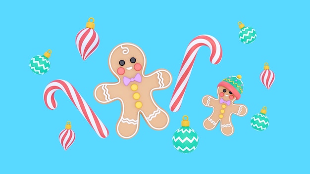 Representación 3D de fondo de Navidad con iconos