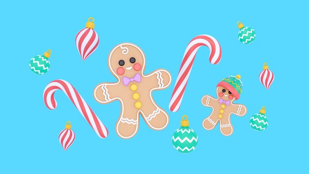 Representación 3D de fondo de Navidad con iconos