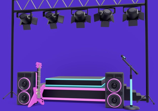 Representación 3D del fondo del podio de música