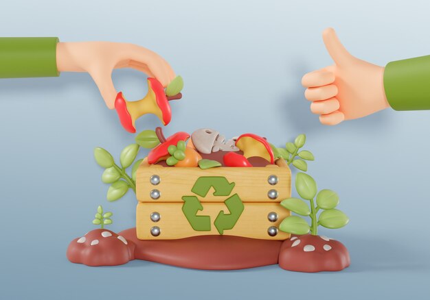 representación en 3D del fondo de reciclaje