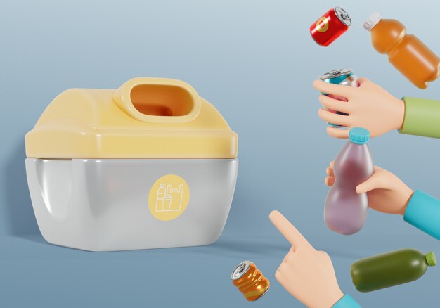 representación en 3D del fondo de reciclaje