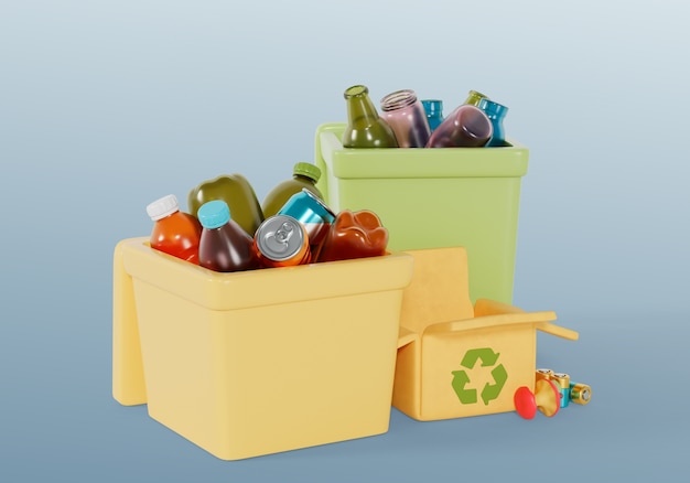 representación en 3D del fondo de reciclaje