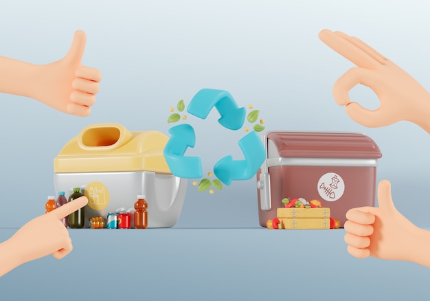 representación en 3D del fondo de reciclaje