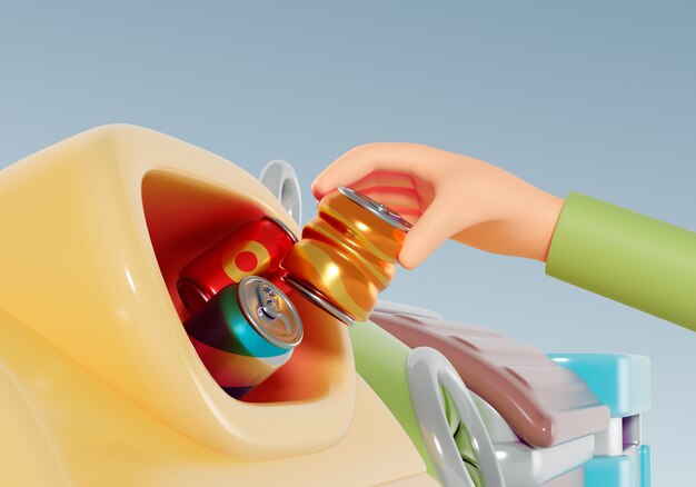 representación en 3D del fondo de reciclaje