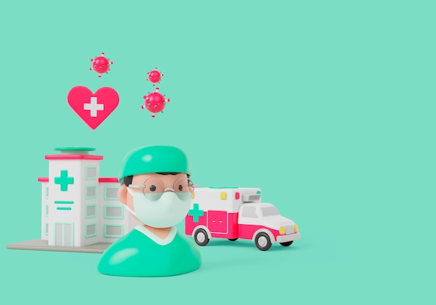 PSD gratuito representación 3d de fondo de ventas de atención médica