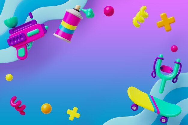 Representación 3D del fondo de ventas de elementos de los 90.