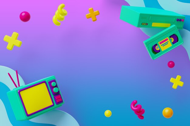 Representación 3D del fondo de ventas de elementos de los 90.