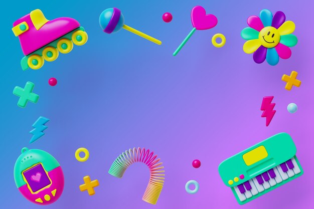 Representación 3D del fondo de ventas de elementos de los 90.