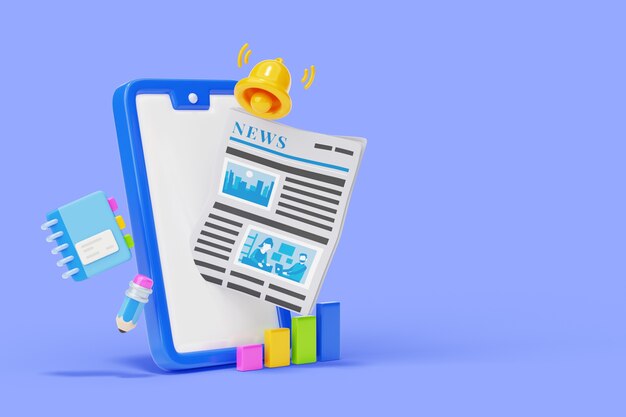 Representación 3D de fondo de ventas de noticias.