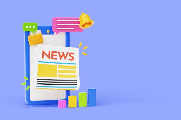 Representación 3D de fondo de ventas de noticias.