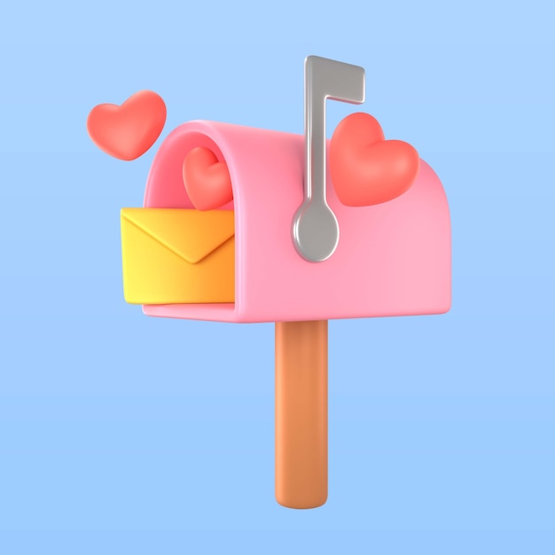 PSD gratuito representación 3d del icono del buzón de correo del día de san valentín