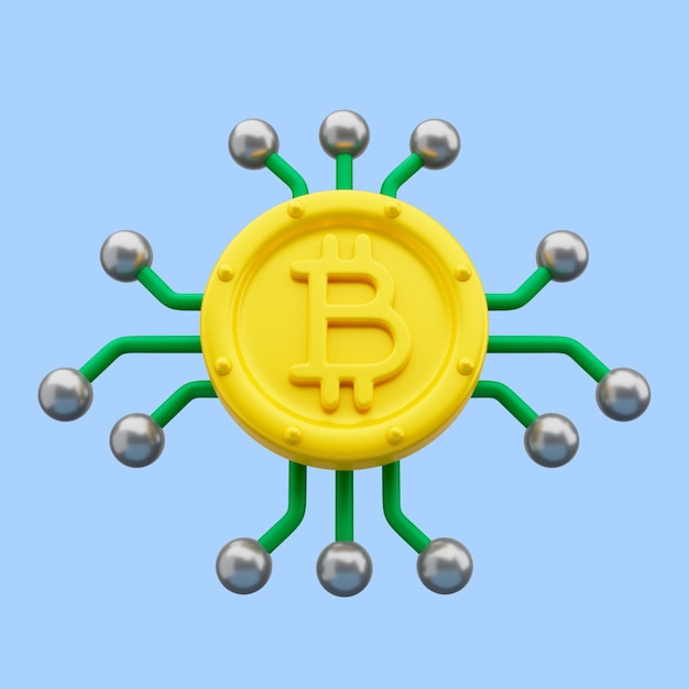 Representación 3d del icono de cables bitcoin