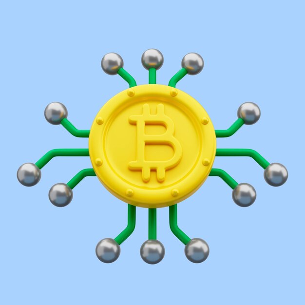 Representación 3d del icono de cables bitcoin
