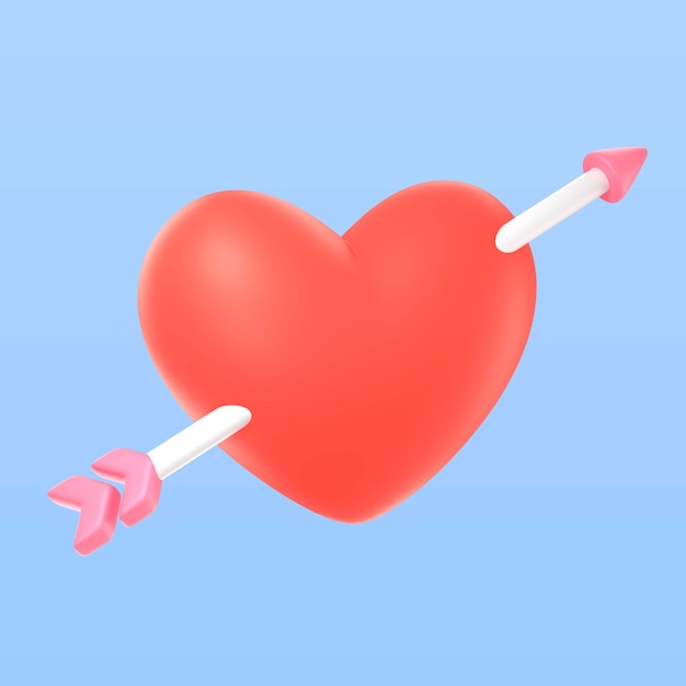 Representación 3D del icono del corazón del día de San Valentín