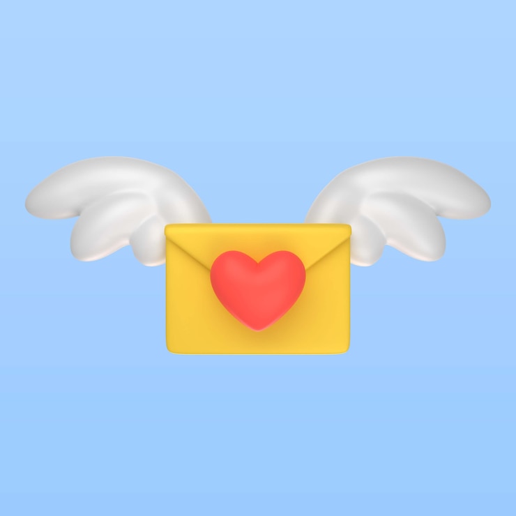 PSD gratuito representación 3d del icono de correo del día de san valentín