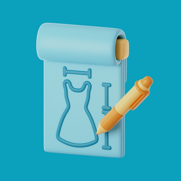 Representación 3D del icono del diseño de moda