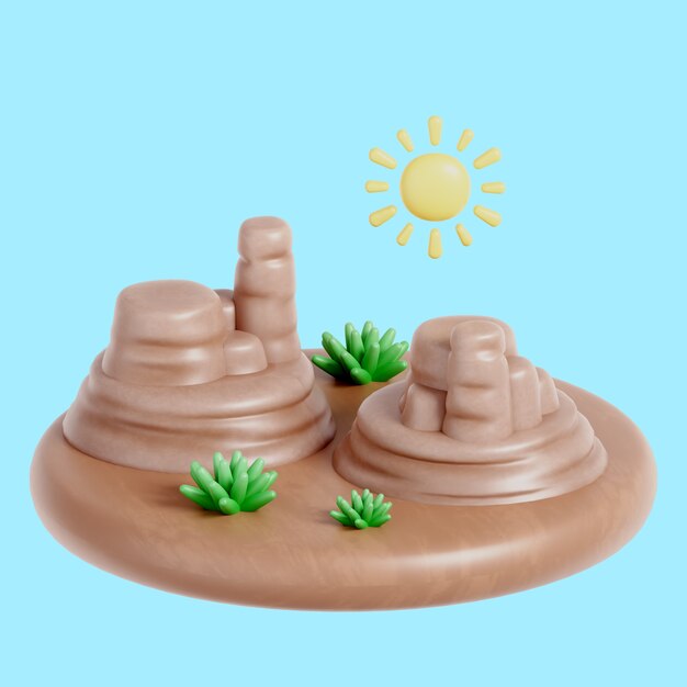 Representación 3d del icono del elemento del paisaje