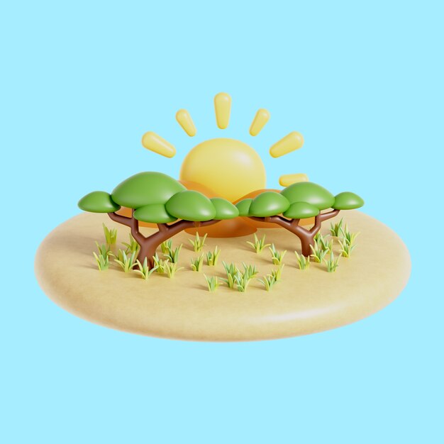 Representación 3d del icono del elemento del paisaje
