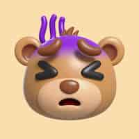 PSD gratuito representación 3d del icono de emoji de oso