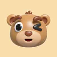 PSD gratuito representación 3d del icono de emoji de oso