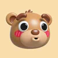 PSD gratuito representación 3d del icono de emoji de oso