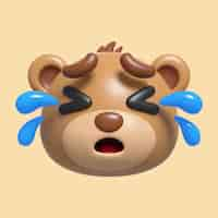 PSD gratuito representación 3d del icono de emoji de oso