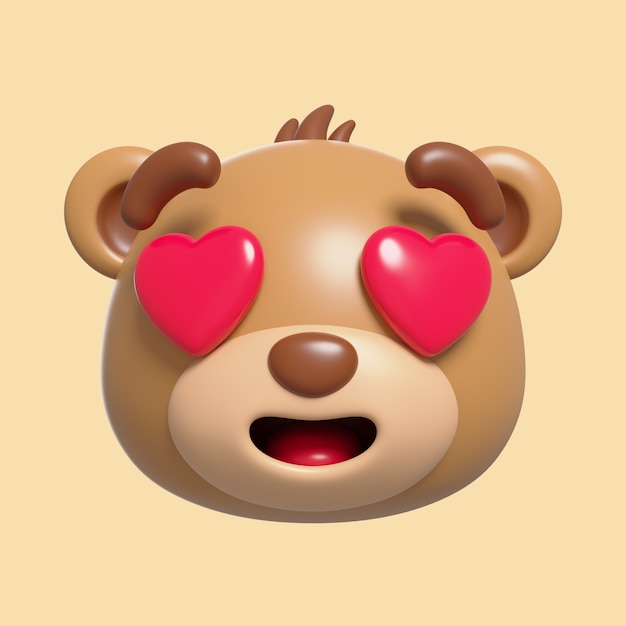 Representación 3D del icono de emoji de oso