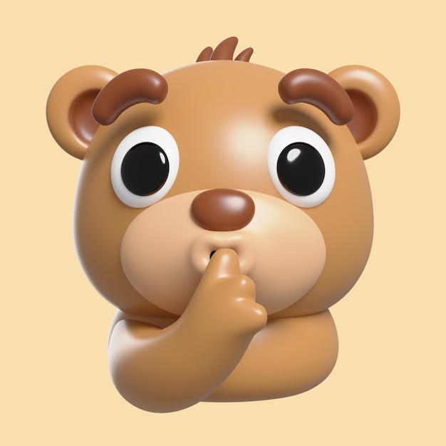 PSD gratuito representación 3d del icono de emoji de oso