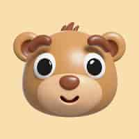 PSD gratuito representación 3d del icono de emoji de oso