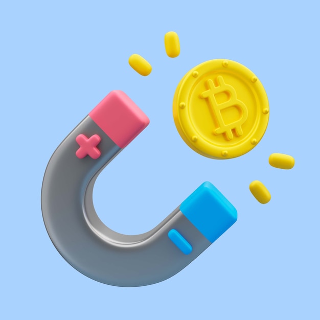 Representación 3d del icono de ingresos de bitcoin