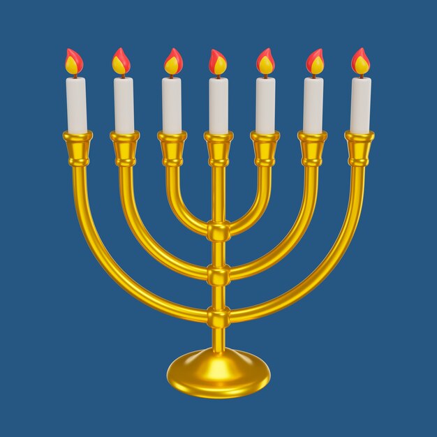 Representación 3D del icono del judaísmo de Hanukkah