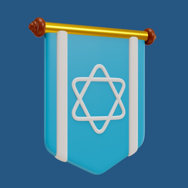 Representación 3D del icono del judaísmo de Hanukkah